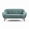 Tweed bank met houten poten 180 x 80 x 75cm in groenblauw