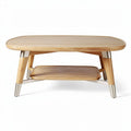 Houten salontafel met metalen poten 100 x 60 x 40 cm lichtbruin