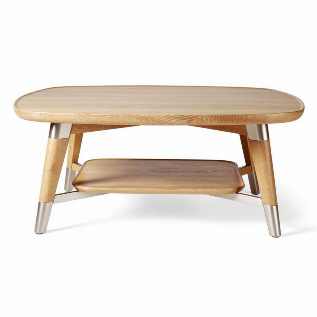 Houten salontafel met metalen poten 100 x 60 x 40 cm lichtbruin