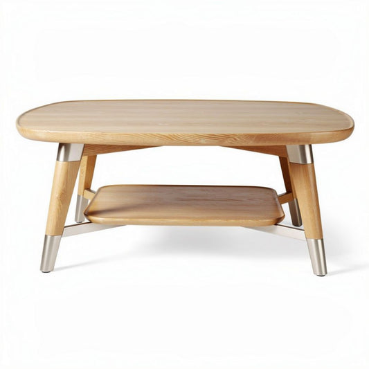 Houten salontafel met metalen poten 100 x 60 x 40 cm lichtbruin
