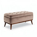 grijze opbergontbijtbank van stof met gouden poten 90 x 45 x 40cm