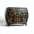 Zwart houten dressoir met gouden geometrisch patroon 80 x 40 x 70cm