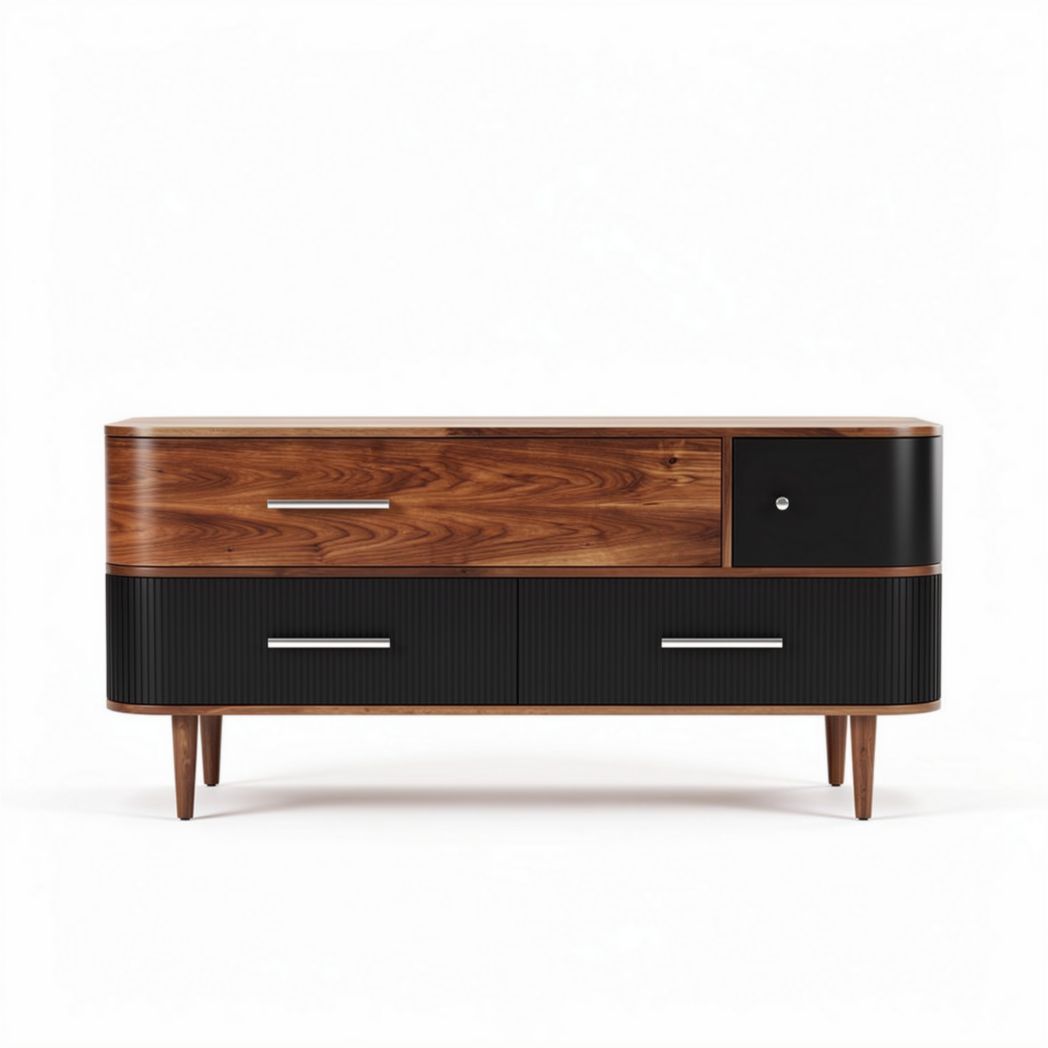 Houten dressoir met zes lades en metalen handgrepen 120 x 60 x 75cm