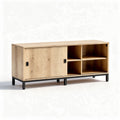 Eiken tv-meubel met open opbergvak en deurtjes 150 x 40 x 70cm